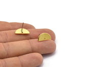 Brass Moon Earring, 10 Raw Brass Semi Circle Stud Earrings With 1 Hole (15x7.5x1.2mm) D1365 A1775