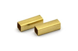 Square Brass Tube, 25 Raw Brass Tubes, Square Shaped Tube Beads, Findings (12x4mm) Brs 1401 (A0685)