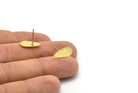Brass Drop Earring, 12 Raw Brass Drop Stud Earrings (15x8x0.80mm) M01496 A1578