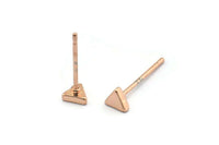 Rose Gold Triangle Earring, 12 Rose Gold Plated Brass Triangle Stud Earrings (4mm) D1454