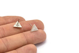 Silver Triangle Earring, 8 Antique Silver Plated Brass Triangle Stud Earrings (9x1.5mm) D0129 A1137