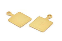 Gold Square Charm, 4 Gold Plated Brass Square Charms With 1 Loop, Earring, Findings (21x14x1mm) D0753 Q0782