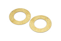 Brass Circle Charm, 6 Raw Brass Textured Circle Charms With 1 Hole, Earrings, Findings (35x0.60mm) D0823