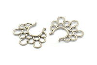 Ethnic Circle Pendant, 2 Antique Silver Plated Brass Pendants With 2 Loops, Pendants, Charms, Findings (35.5x39x1.4mm) U036 H0508