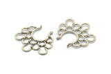 Ethnic Circle Pendant, 2 Antique Silver Plated Brass Pendants With 2 Loops, Pendants, Charms, Findings (35.5x39x1.4mm) U036 H0508