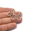 Ethnic Circle Pendant, 2 Antique Silver Plated Brass Pendants With 2 Loops, Pendants, Charms, Findings (35.5x39x1.4mm) U036 H0508