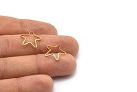 Star Brass Connector, 20 Raw Brass Star Connector (16mm) Bs 1209