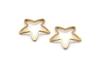 Gold Star Rings, 20 Gold Plated Brass Star Rings (16mm) Bs 1209