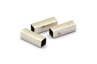 Silver Square Tube, 50 Antique Silver Plated Brass Tube Beads (12x4mm) Brs 1401 A0685 H0333