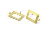 Brass Rectangle Earring, 8 Raw Brass Rectangle Stud Earrings With 1 Loop (23x14x0.80mm) B0324 A1676