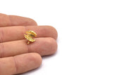 Gold Sea Shell Earring, 4 Gold Plated Brass Sea Shell Stud Earrings With 1 Loop (12x13mm) N1181