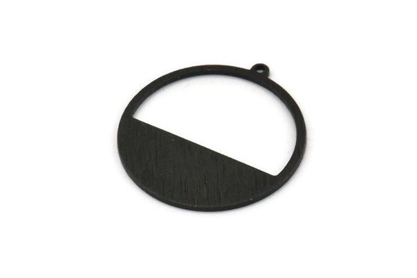 Black Round Charm, 6 Textured Oxidized Black Brass Round Charms With 1 Loop (26x0.80mm) D0613 H1278