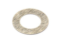 Silver Circle Charm, 4 Antique Silver Plated Brass Textured Circle Charms With 1 Hole, Earrings, Findings (35x0.60mm) D0823 H0755