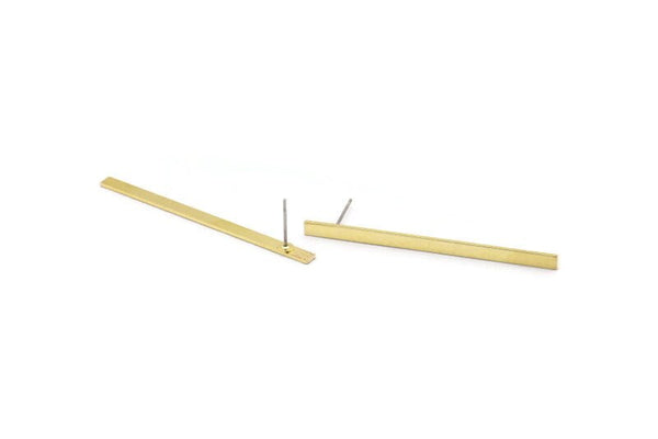 Brass Stick Earring, 8 Raw Brass Stick Stud Earrings (50x3x0.80mm) M02523 A0120