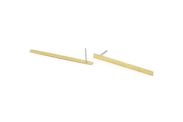 Brass Stick Earring, 8 Textured Raw Brass Stick Stud Earrings (50x3x0.80mm) M02526 A0119