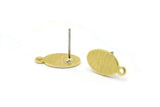 Brass Oval Earring, 12 Textured Raw Brass Oval Stud Earrings With 1 Loop (14x8x0.80mm) M02574 A0125