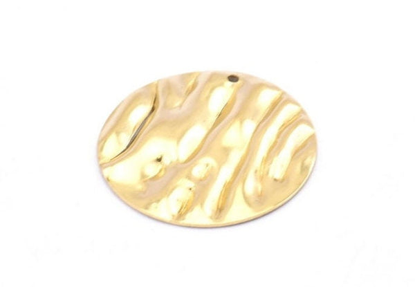 Brass Wavy Disc, 12 Raw Brass Wavy Discs With 1 Hole, Earrings, findings(25x0.60mm) D871