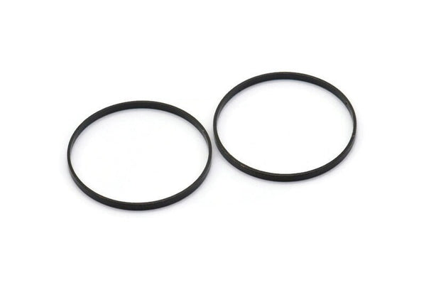 Black Circle Connectors - 25 Oxidized Brass Black Circle Connectors (30x0.8x2mm) D0314 S458