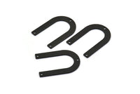 Black Geometric Charm, 8 Oxidized Black Textured U Shaped Pendants With 3 Holes, Charms, Findings (28x20x0.80mm) D875 S1020