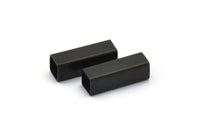 Black Square Tube, 50 Oxidized Brass Black Tube Beads (12x4mm) Brs 1401 A0685 S857
