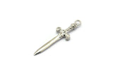 Knight&#39;s Sword Pendant, 4 Silver Tone Brass Sword Charms (36x10mm) N0248 H1208