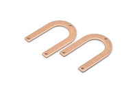 Rose Gold Geometric Charm, 4 Rose Gold Plated Brass Textured U Shaped Pendants With 3 Holes, Charms, Findings (28x20x0.80mm) D875 Q0785