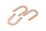 Rose Gold Geometric Charm, 4 Rose Gold Plated Brass Textured U Shaped Pendants With 3 Holes, Charms, Findings (28x20x0.80mm) D875 Q0785