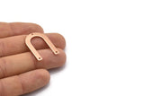 Rose Gold Geometric Charm, 4 Rose Gold Plated Brass Textured U Shaped Pendants With 3 Holes, Charms, Findings (28x20x0.80mm) D875 Q0785