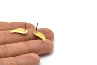 Brass Wing Earring, 6 Raw Brass Wing Stud Earrings, Findings (18x9x1.5mm) A1300