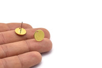 Brass Round Earring, 8 Raw Brass Round Earring Studs (12x0.80mm) M040 A1548