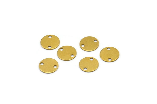 Brass Round Connector, 500 Raw Brass Round Connectors With 2 Holes, Stamping Tags (8mm) A0253