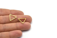 Brass Triangle Charm, 50 Raw Brass Open Triangle Ring Charms (17x1.2mm) D108