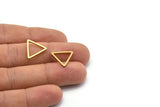 Brass Triangle Charm, 50 Raw Brass Open Triangle Ring Charms (17x1.2mm) D108