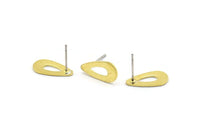 Brass Drop Earring, 12 Raw Brass Drop Stud Earrings (15x8x0.80mm) M01382 A2051