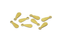 Brass Drop Charm, 100 Raw Brass Drop Charms With 1 Loop, Findings (12x4x0.50mm) B0348