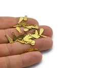 Brass Drop Charm, 100 Raw Brass Drop Charms With 1 Loop, Findings (12x4x0.50mm) B0348