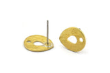 Brass Drop Earring, 8 Textured Raw Brass Drop Stud Earrings (12x0.70mm) M01595 A2430