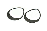 Black Drop Finding, 4 Oxidized Black Brass Drop Blanks, Charms, Pendants, Earring Findings (45x36x0.80mm) M02622 S827