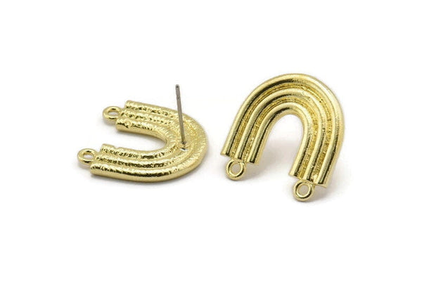 Küpe Çivisi, 2 Ham Pirinç - 2 Halkalı U Şeklinde Küpeler - Pirinç Küpeler - Küpeler (20x19mm) N1970