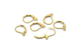Brass Earring Clasp, 50 Raw Brass Earring Clasps With 1 Loop (13x10mm) BS 2300