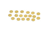 100 Raw Brass Round Tags, 2 Holes Connectors, Findings  (6mm) Brs80 A0252