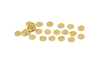 100 Raw Brass Round Tags, 2 Holes Connectors, Findings  (6mm) Brs80 A0252