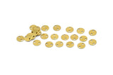 100 Raw Brass Round Tags, 2 Holes Connectors, Findings  (6mm) Brs80 A0252