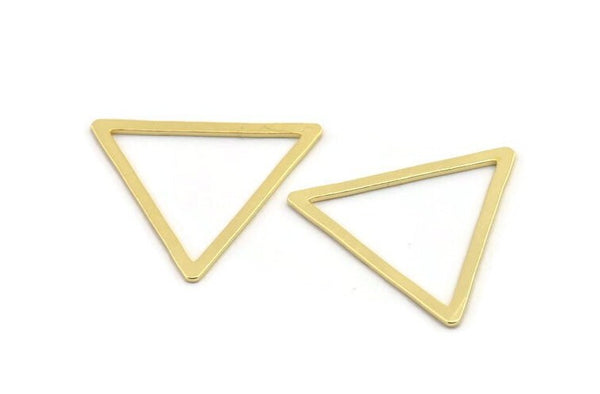Gold Triangle Charm, 4 Gold Plated Brass Triangle Rings, Findings (31x27x2x1mm) D1023