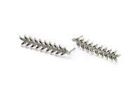 Gümüş Yaprak Küpe, 2 Antik Gümüş Kaplama Pirinç Yaprak Küpe, Buluntular (41x9x1,5 mm) N1714 H1048