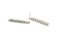 Gümüş Yaprak Küpe, 2 Antik Gümüş Kaplama Pirinç Yaprak Küpe, Buluntular (41x9x1,5 mm) N1714 H1048