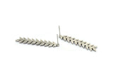 Gümüş Yaprak Küpe, 2 Antik Gümüş Kaplama Pirinç Yaprak Küpe, Buluntular (41x9x1,5 mm) N1714 H1048