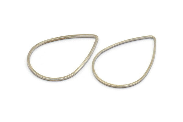 Silver Drop Connector, 12 Silver Tone Drop Connectors (32x22x1mm) Bs 1140 H1194