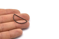 Black Half Moon - 12 Brass Black Oxidized Semi Circle Connectors (15x30x1mm) D0011 S591