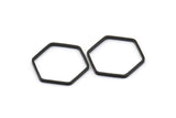 Black Hexagon Ring, 50 Black Oxidized Brass Hexagon Rings (16x1mm) BS 1223 S517